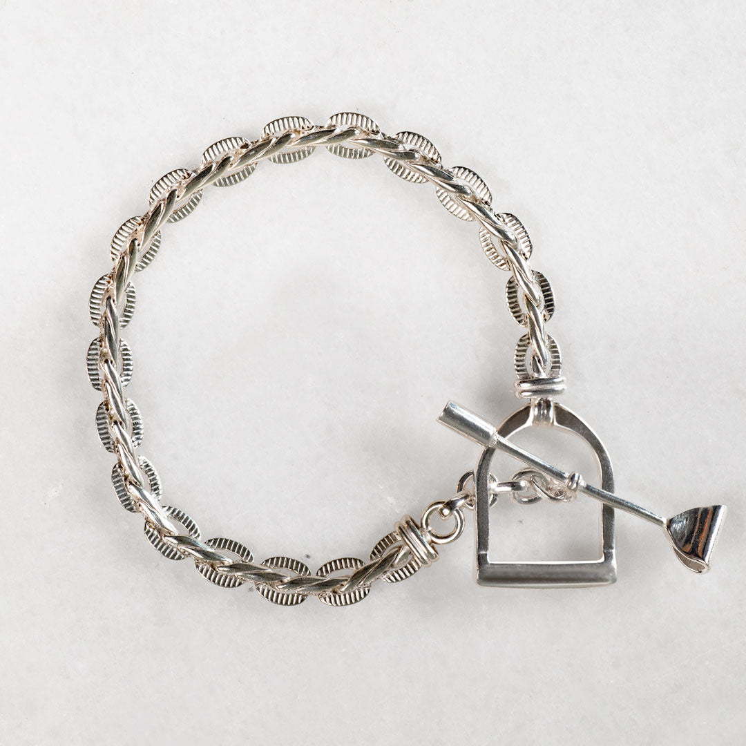 Portia T-Bar Horseshoe Bracelet in Silver
