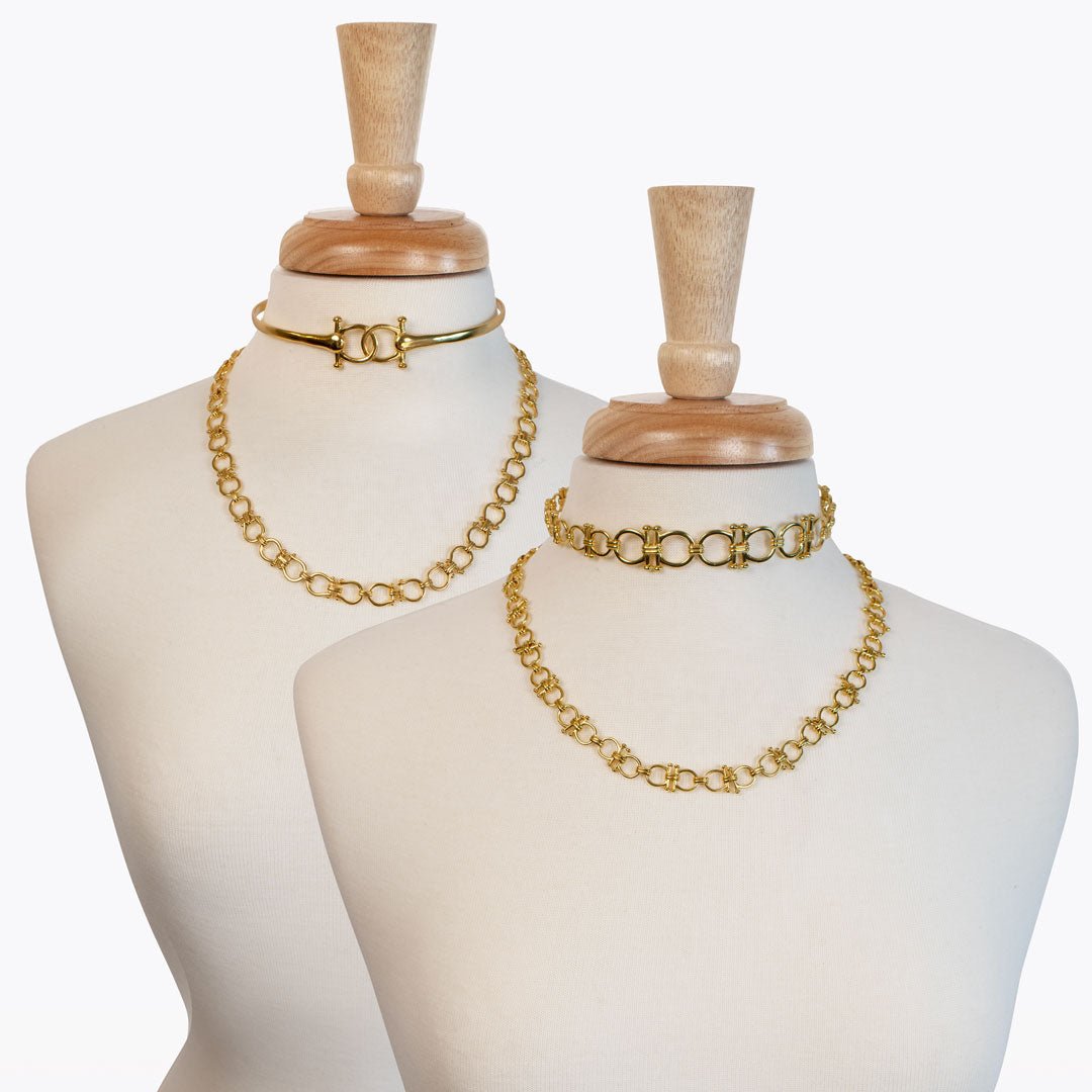 Talisman - Equestrian Horse Bit Choker Necklace in Gold